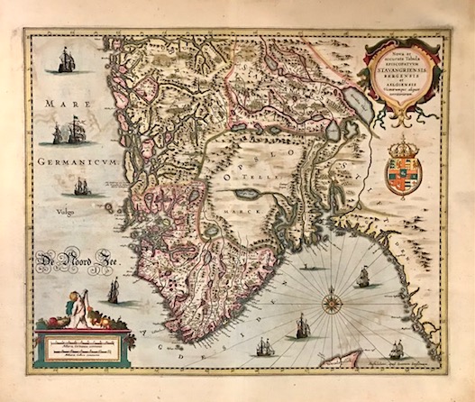 Mercator Gerard - Hondius Jodocus Nova et accurata Tabula Episcopatuum Stavangriensis, Bergensis et Asloiensis Vicinarumque aliquot territorium 1638 Amsterdam 